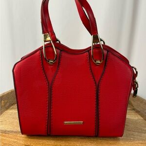 Scarleton Red Structured Satchel Gold Hardware Statement Bag